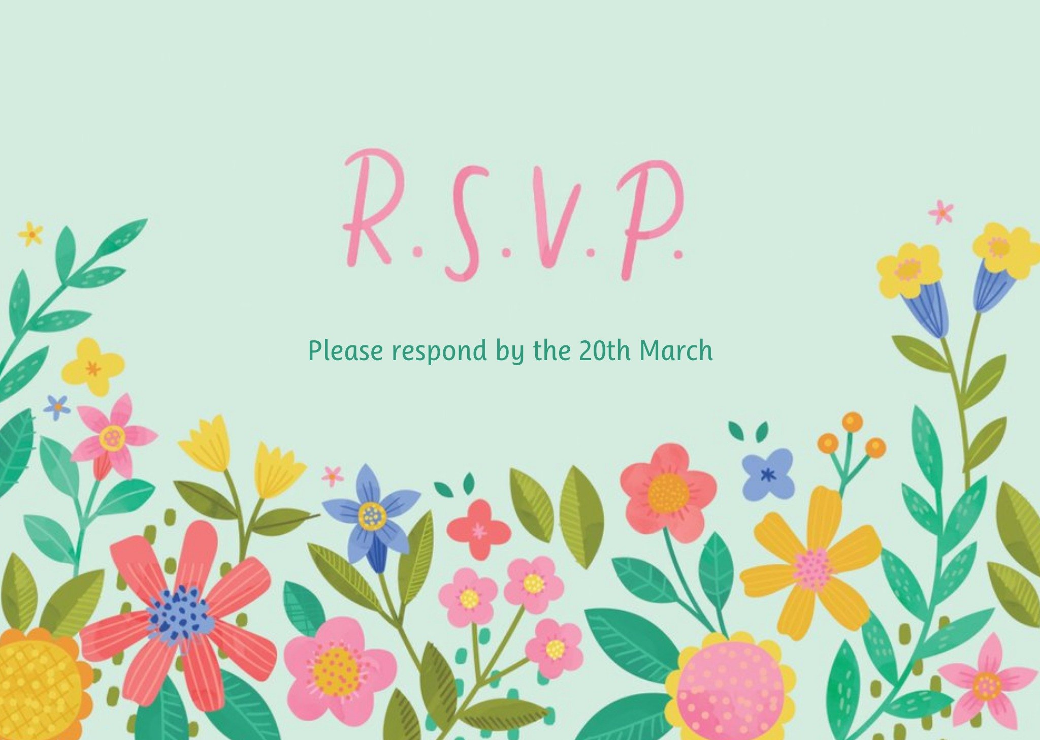 Illustrated Floral Design Wedding Rsvp Card, Standard