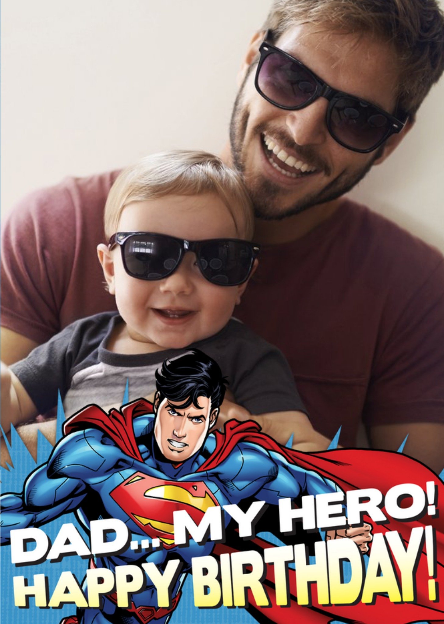 Other Superman My Hero Personalised Photo Upload Happy Birthday Card For Dad, Large