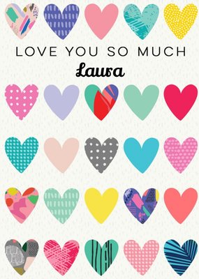 Illustrated Love Hearts Love You So Much Valentine's Day Card