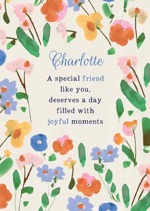 Floral Watercolour Special Friend Birthday Card