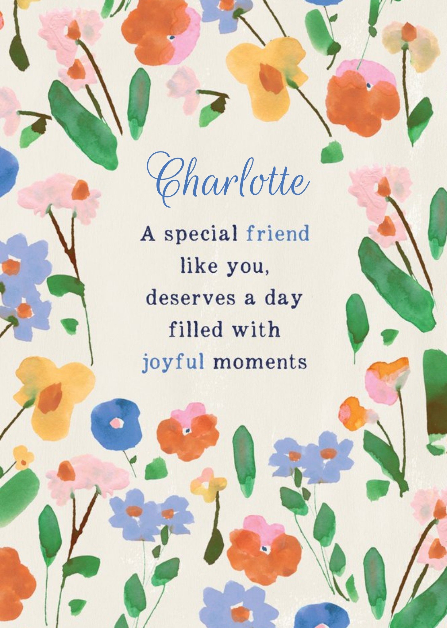 Moonpig Floral Watercolour Special Friend Birthday Card, Large