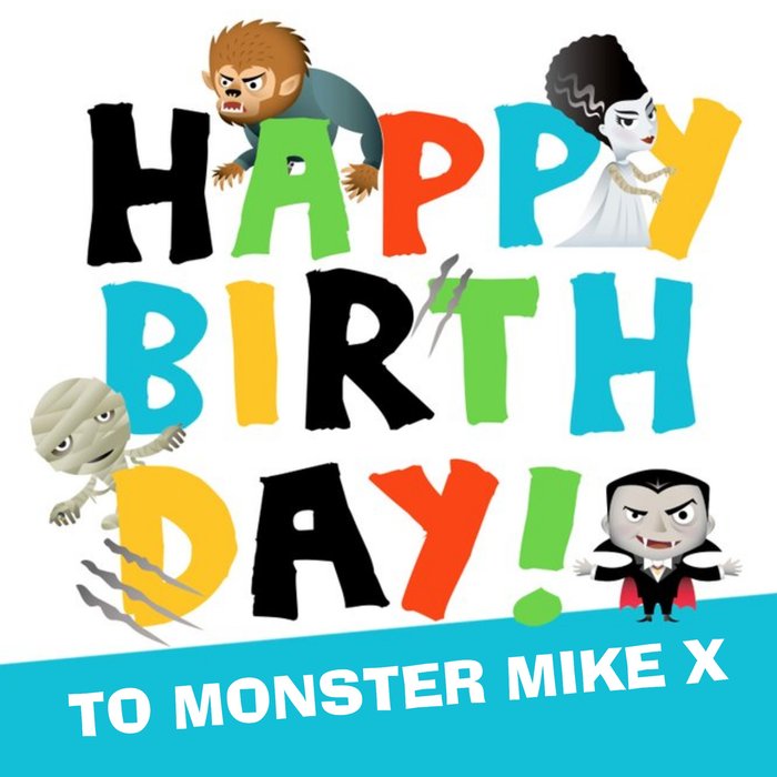 Little Monsters Creatures Personalised Birthday Card