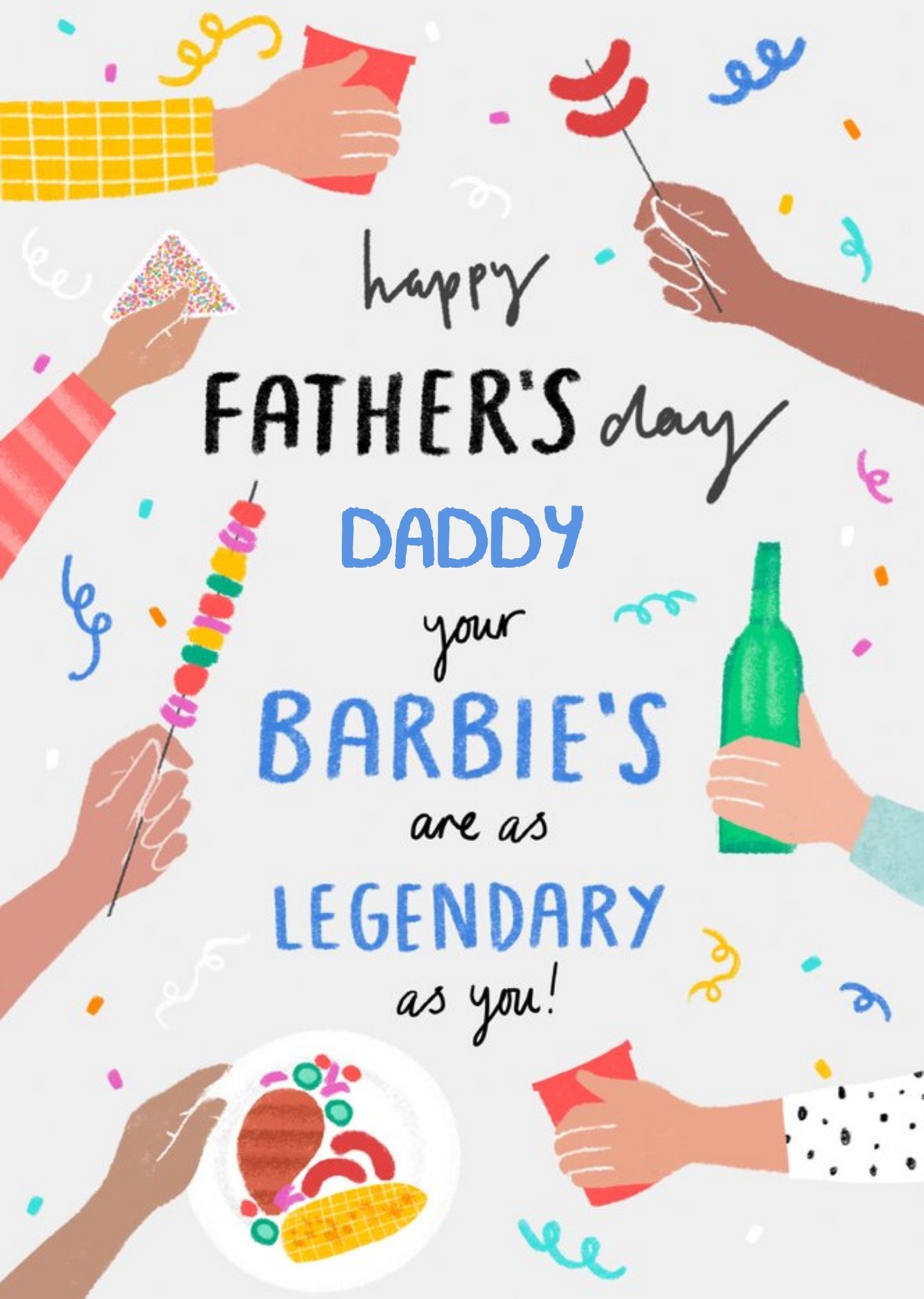 Moonpig Millicent Venton Customisable Illustrated Barbeque Father's Day Card Ecard