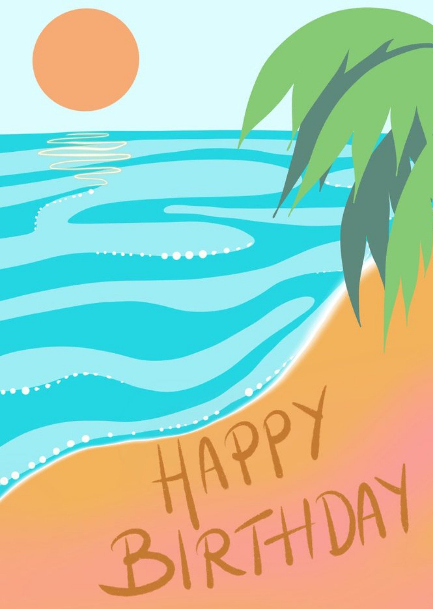 Moonpig Beach Scene Birthday Card Ecard
