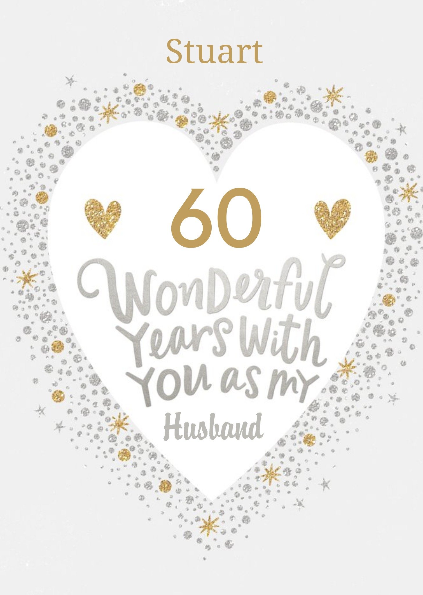 Typography In A Heart Shaped Frame Surrounded By Glittery Diamonds Sixtieth Wedding Anniversary Card Ecard