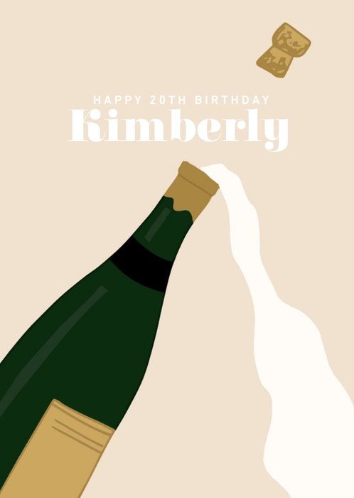 Pearl and Ivy Illustrated Champagne Bottle Customisable Birthday Card