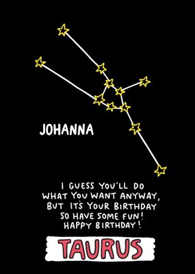 Angela Chick Taurus Zodiac Constellation Birthday Card