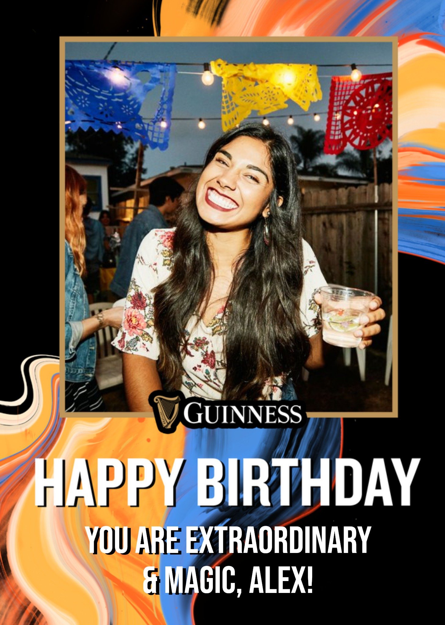 Guiness Contemporary Coloured Photo Upload Birthday Card Ecard