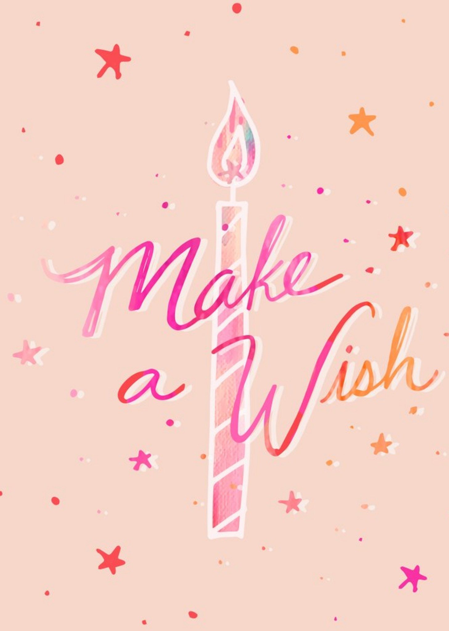 Handwritten Typography With A Candle Make A Wish Birthday Card Ecard