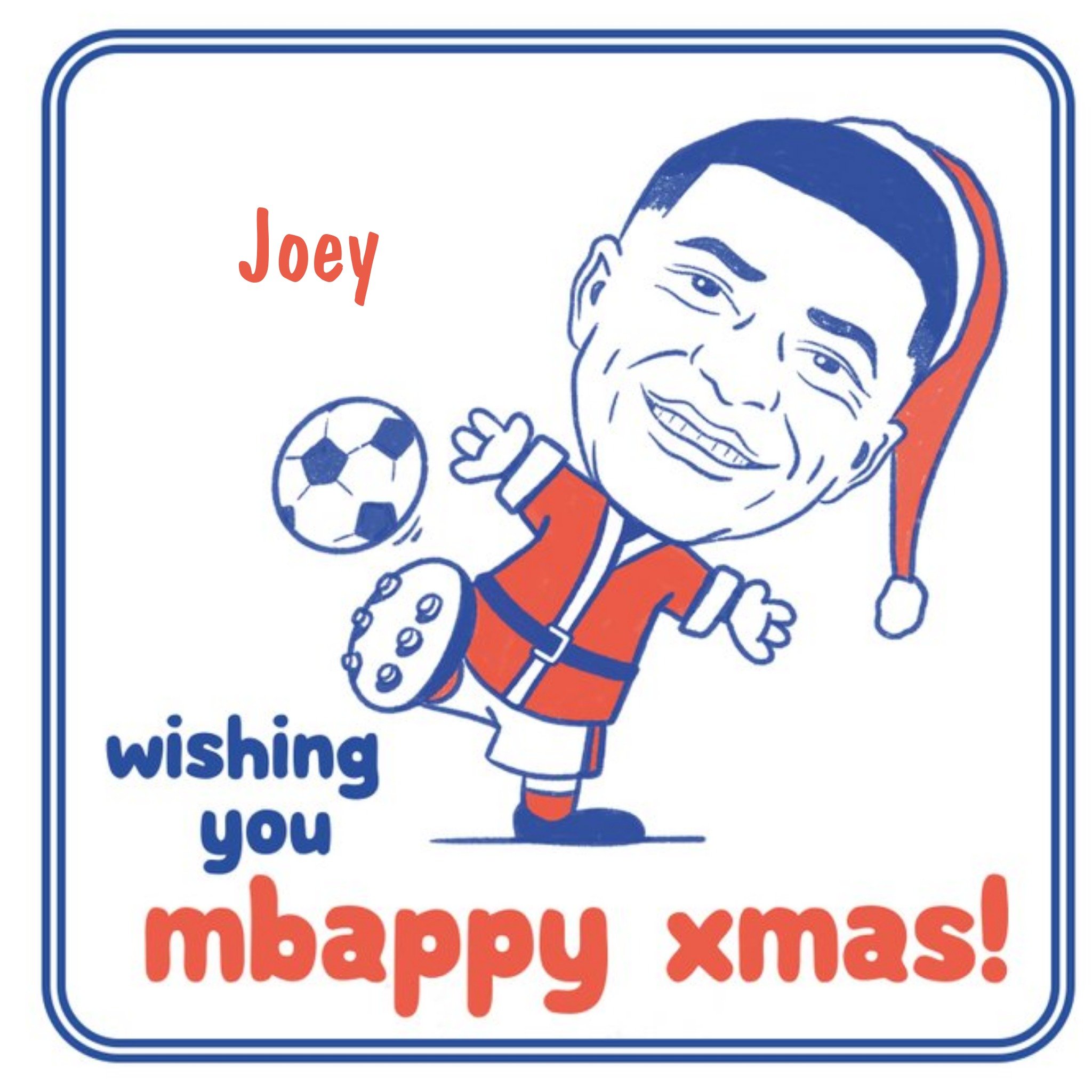 Illustration Of A Footballer In A Santa Outfit Football Christmas Card, Square