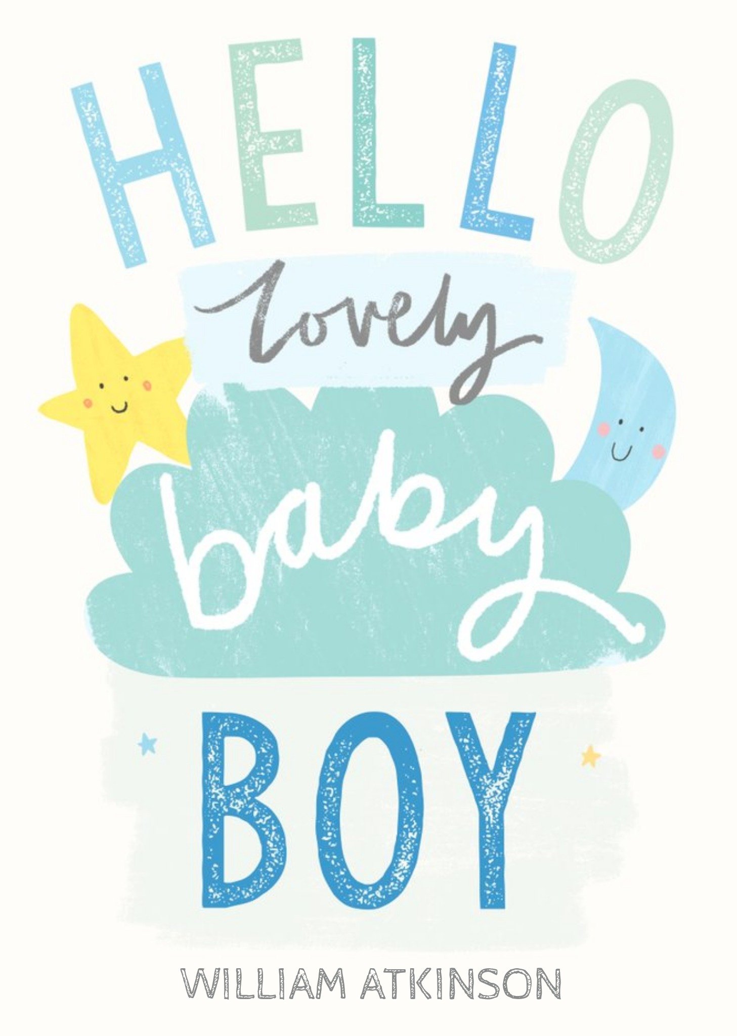 Hello Lovely New Baby Boy Postcard