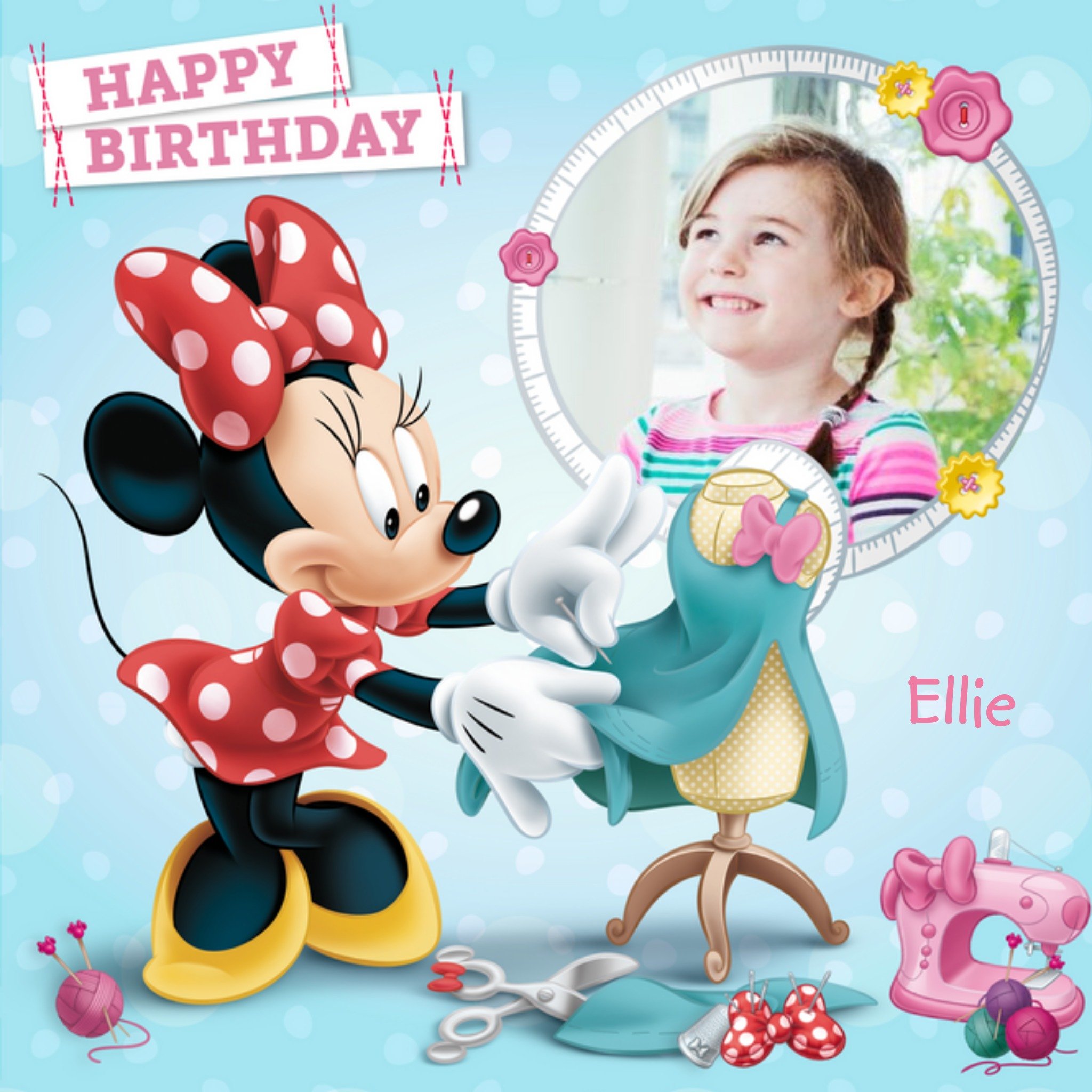 Disney Minnie Mouse Photo Happy Birthday Card, Large