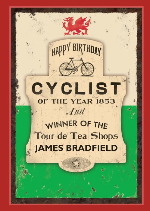 Wales Cyclist Of The Year Personalised Card