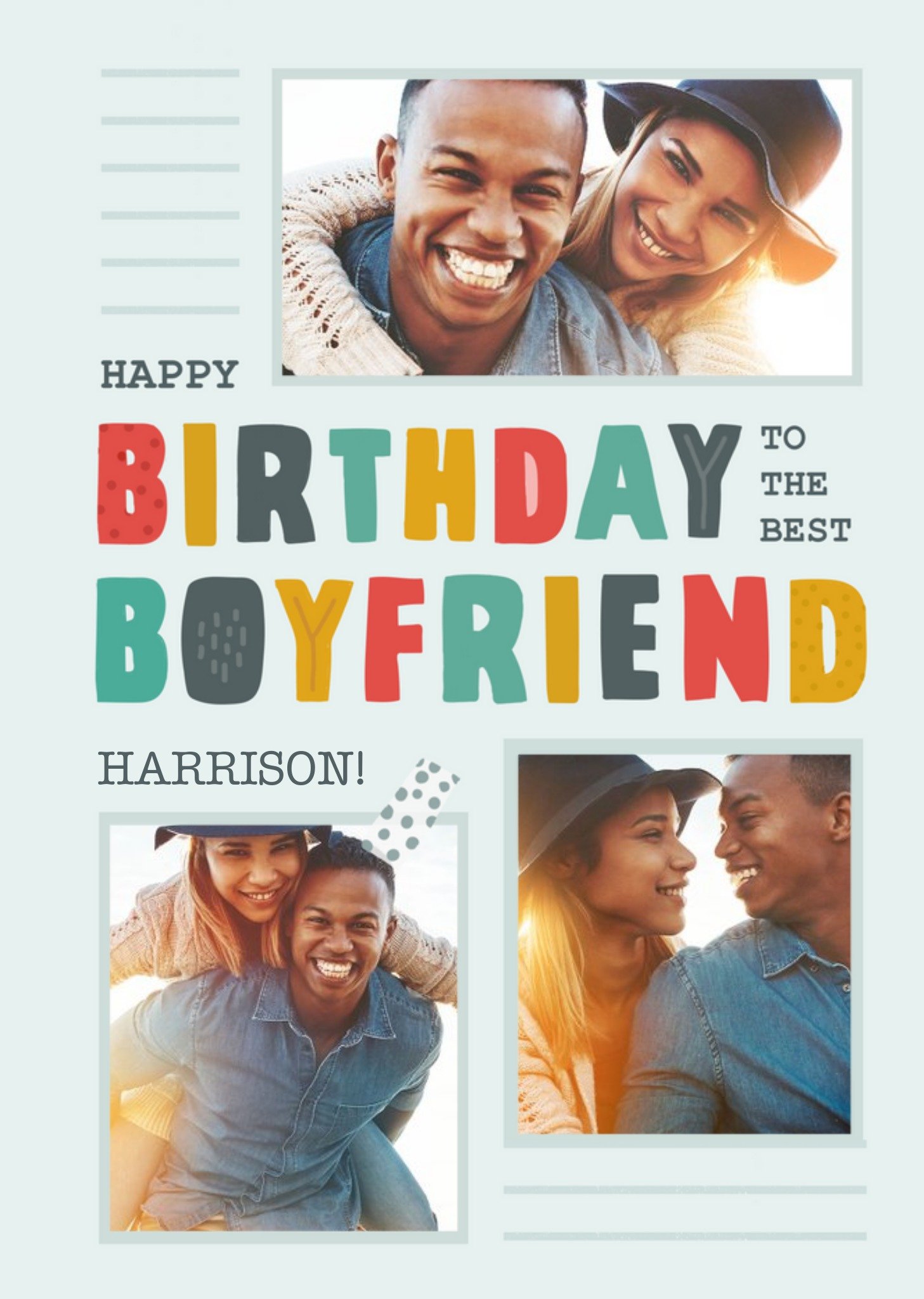 Moonpig Happy Birthday To The Best Boyfriend Photo Upload Birthday Card, Large