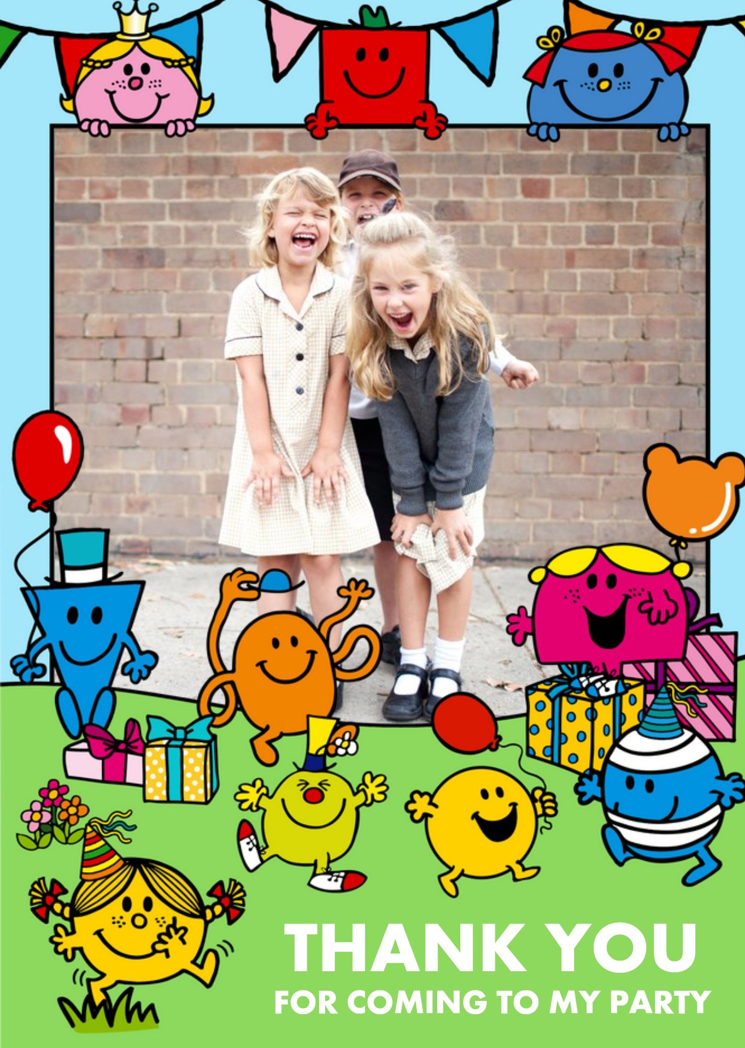Other Mr Men And Little Miss Party Personalised Photo Upload Thank You Card, Large