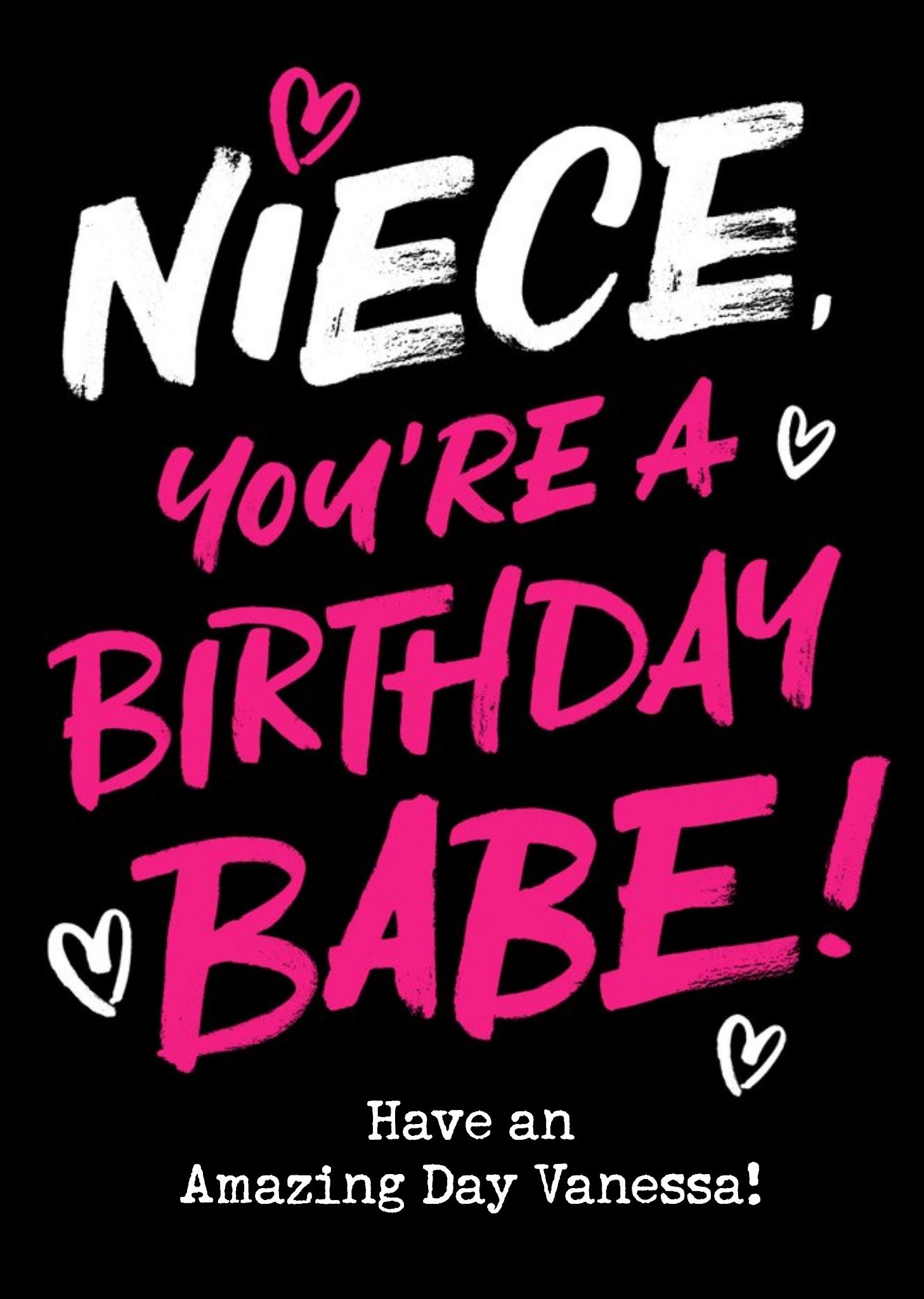 Bright Typographic Niece You're A Birthday Babe Card Ecard