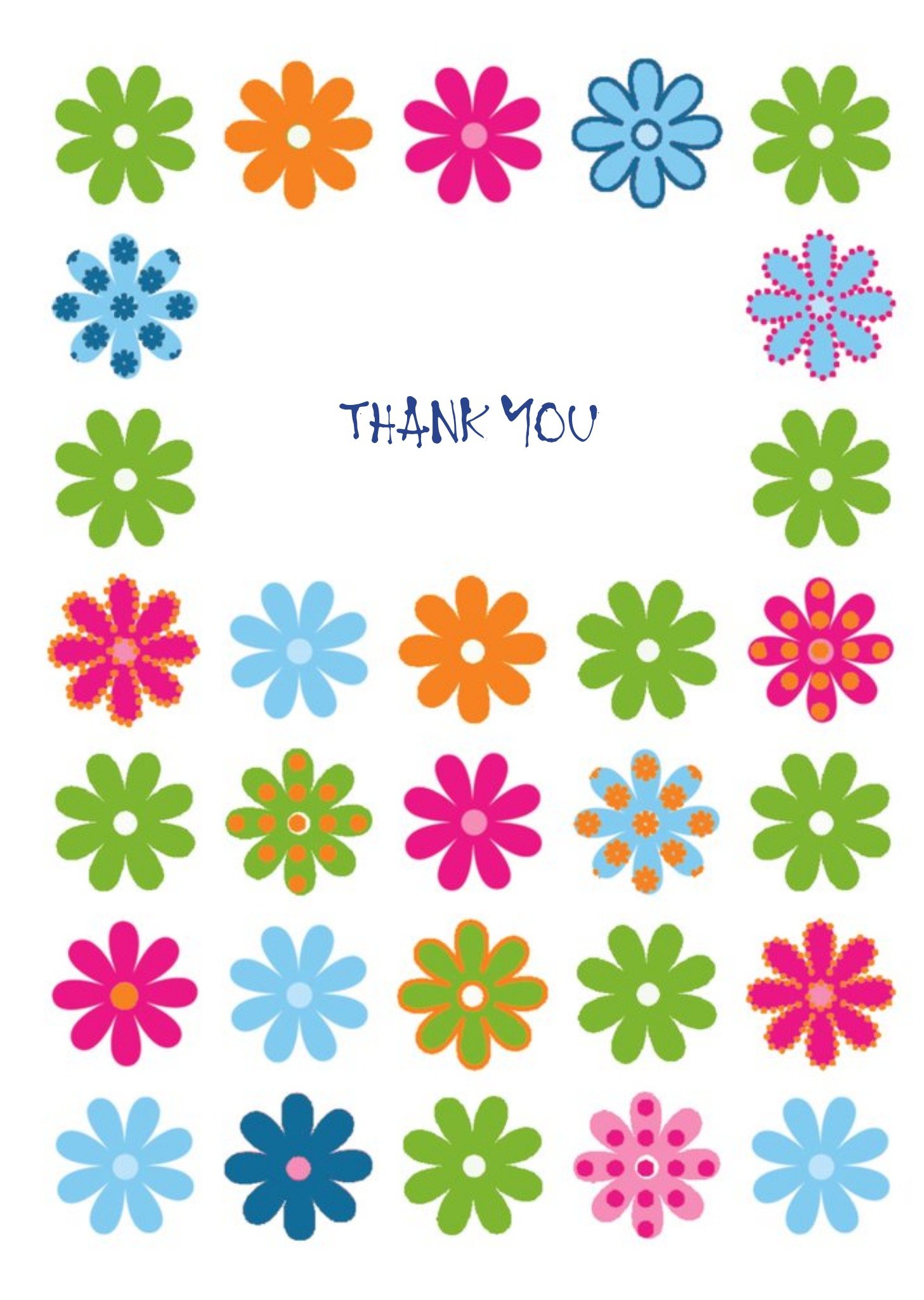 Moonpig Colourful Flower Heads Personalised Thank You Card Ecard