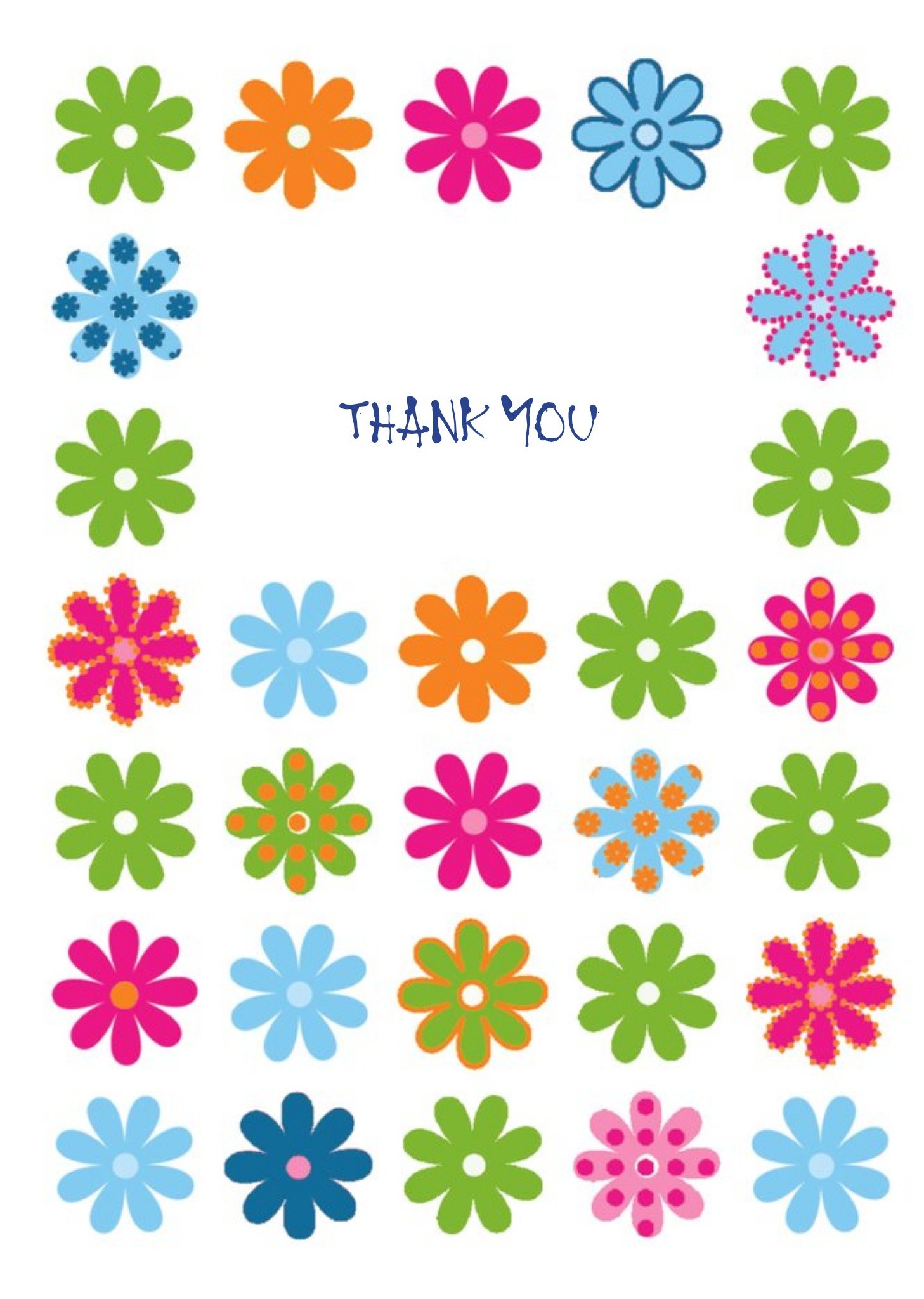 Colourful Flower Heads Personalised Thank You Card Ecard