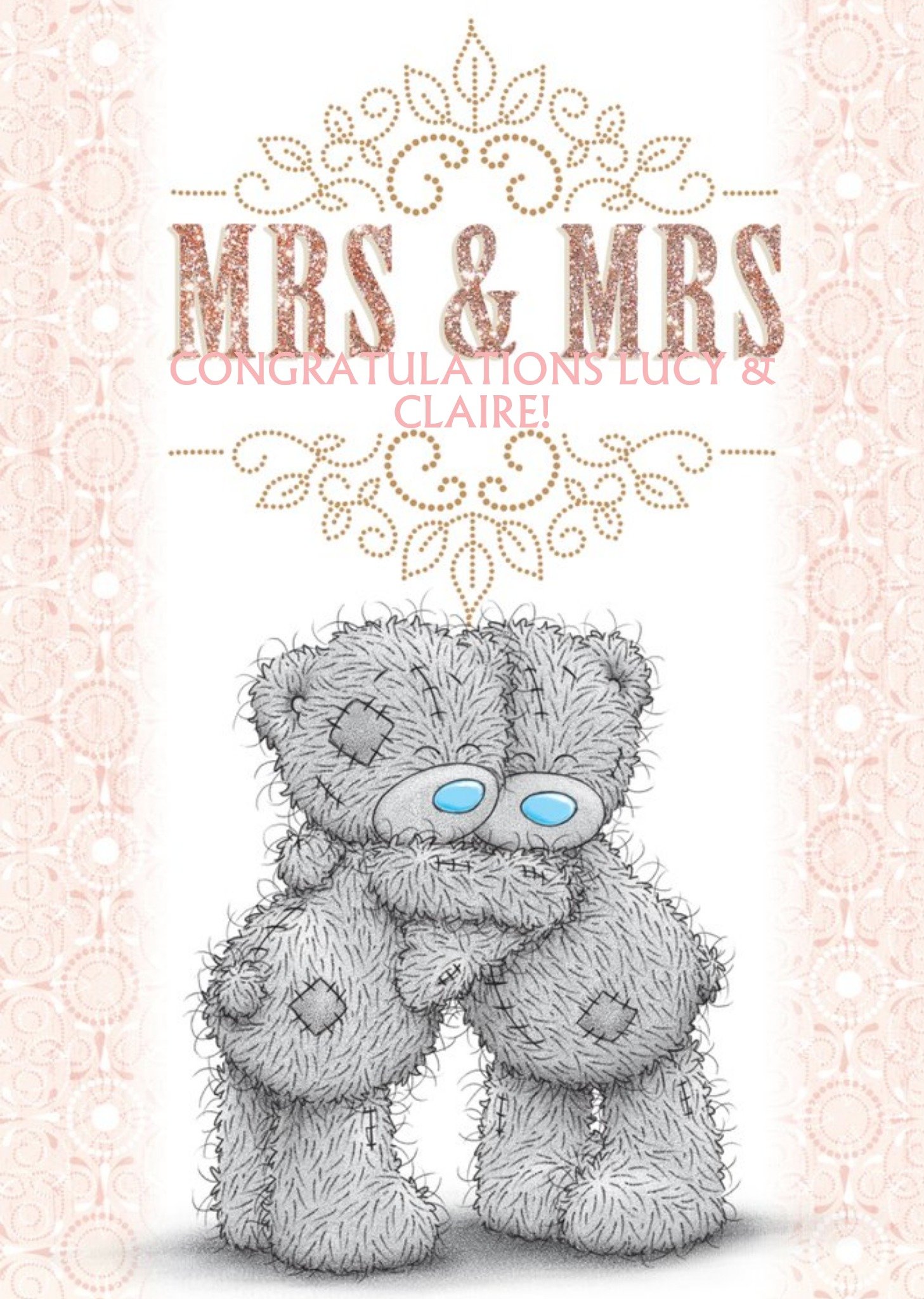 Me To You Tatty Teddy Mr & Mrs Personalised Wedding Day Card, Large