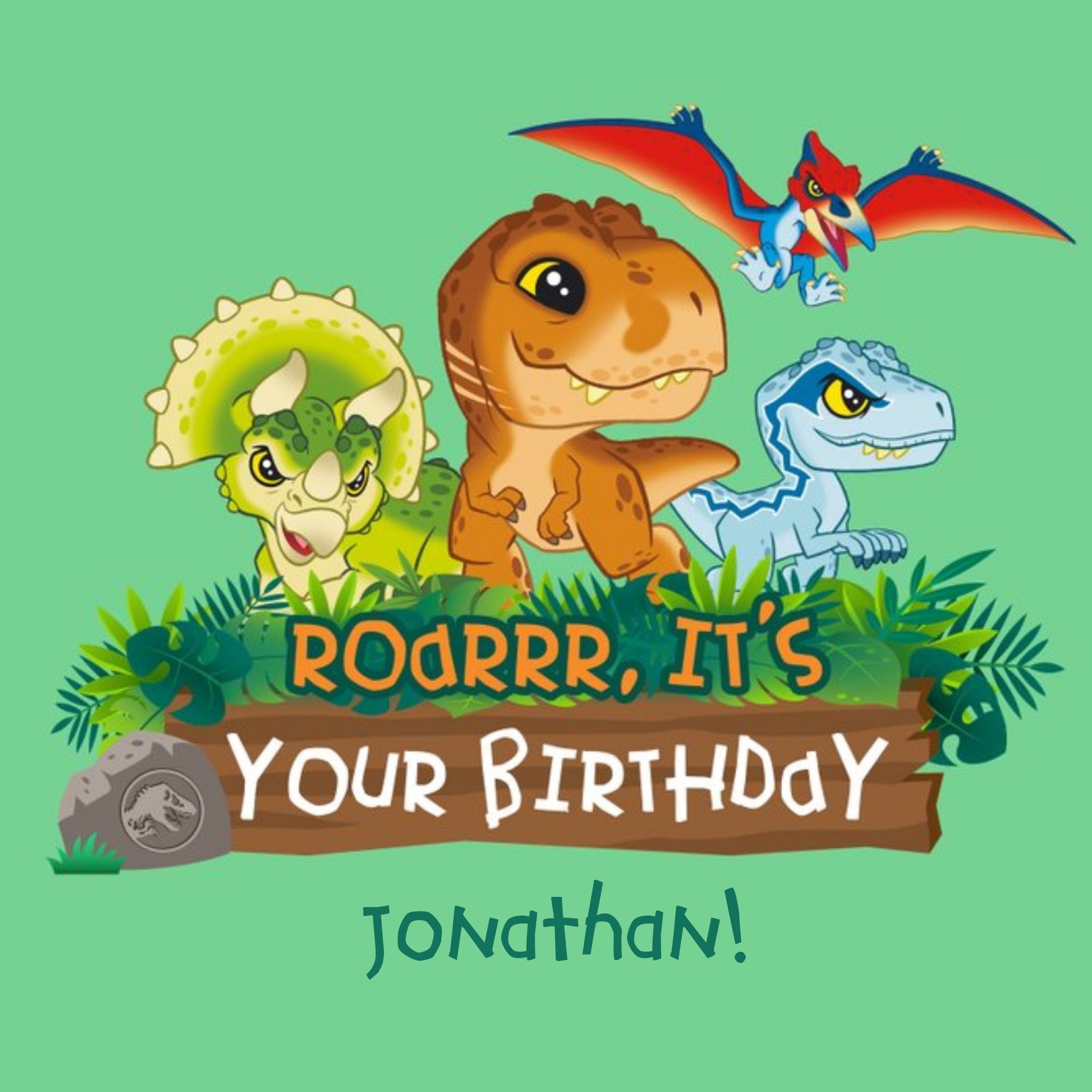 Jurassic Park Cartoon Roar It's Your Birthday Card, Large