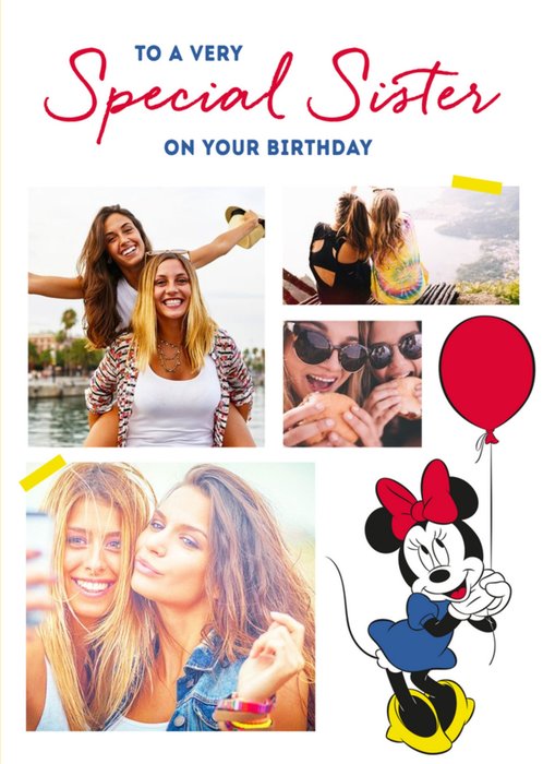 Disney Minnie Mouse Special Sister Photo Upload Birthday Card