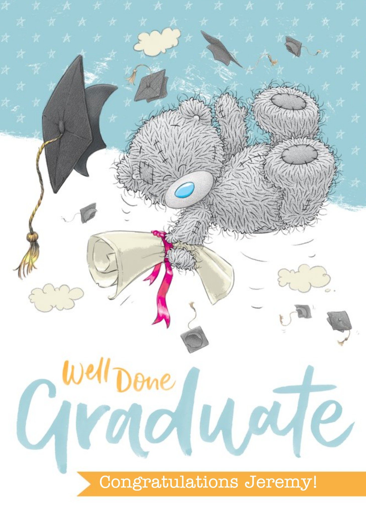 Me To You Tatty Teddy Cap And Diploma Graduation Personalised Card Ecard