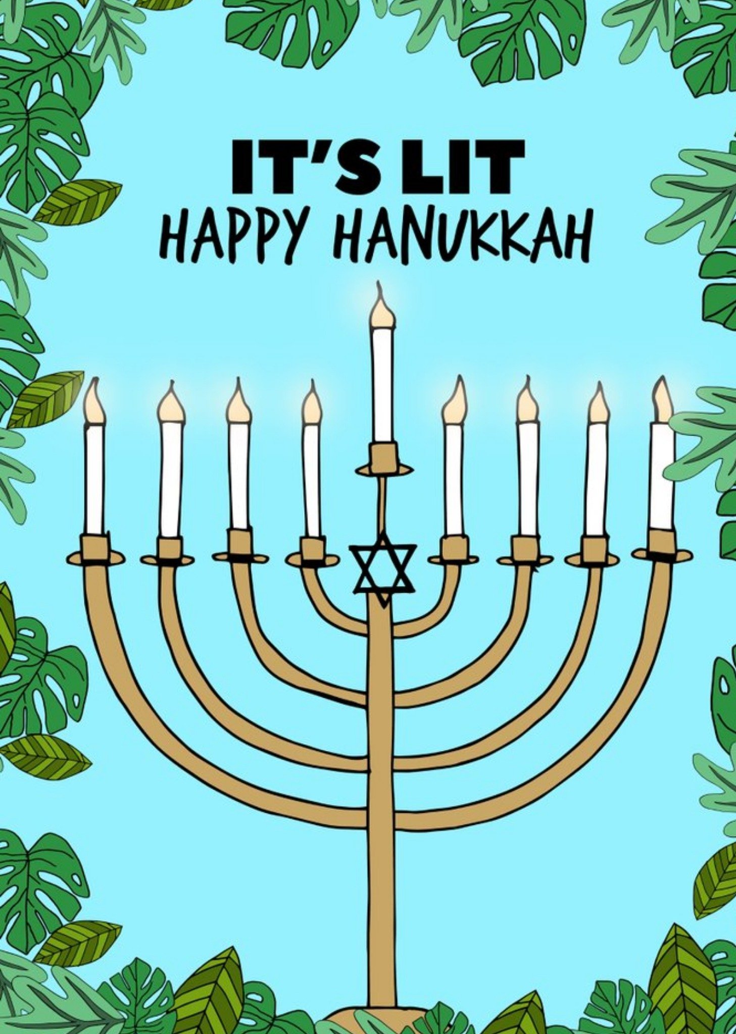 Moonpig It's Lit Happy Hanukkah Card, Large