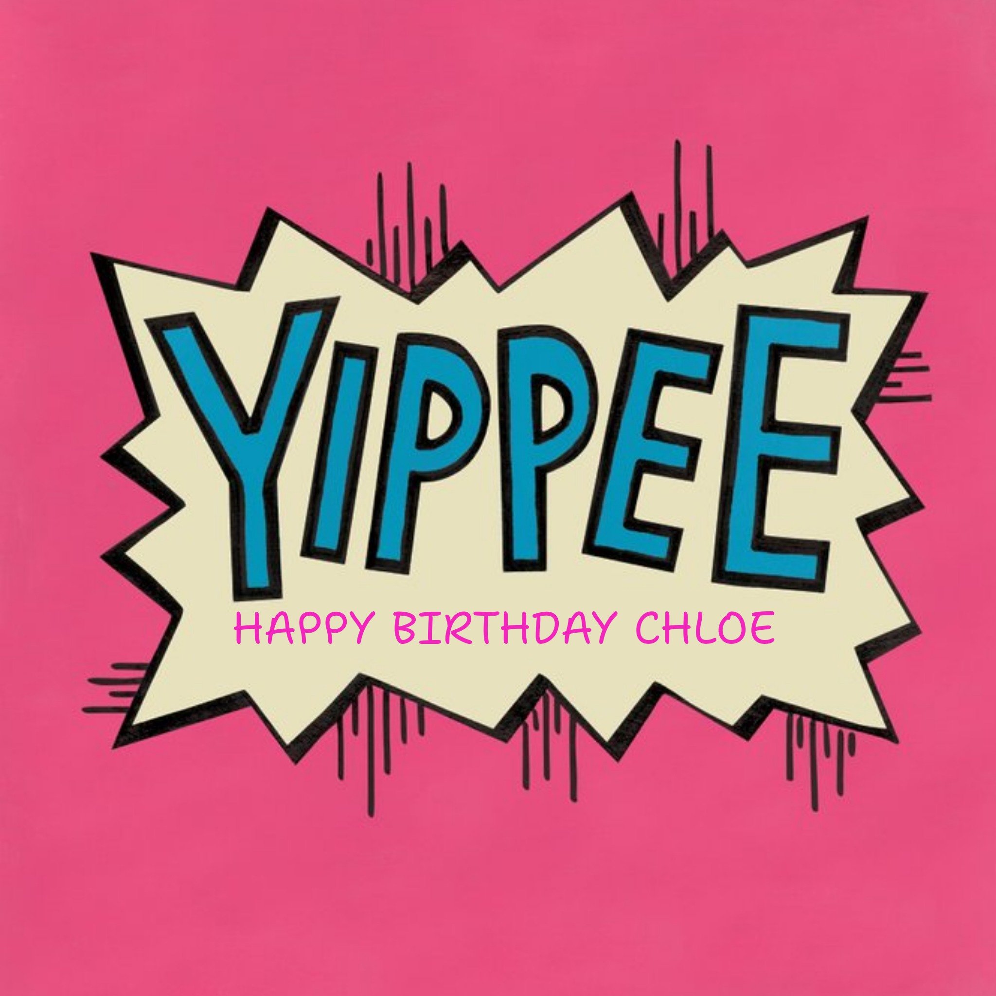 Moonpig Yippee Pop Art Personalised Birthday Card, Square