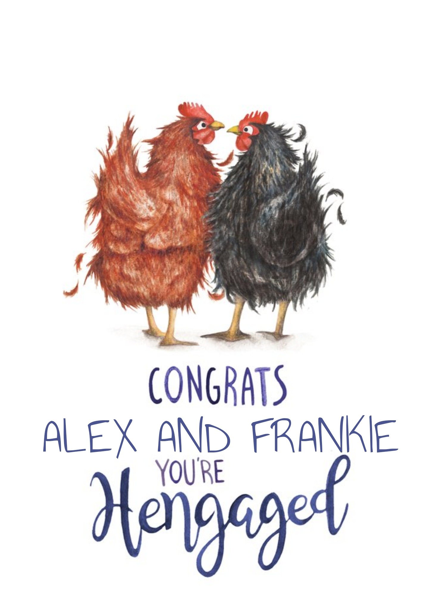 Funny Pun Chickens Illustration Engagement Card Ecard