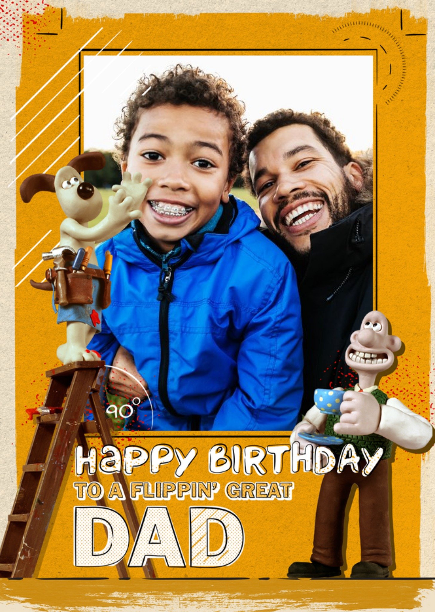 Wallace And Gromit Photo Upload Happy Birthday To A Flippin Great Dad, Large Card