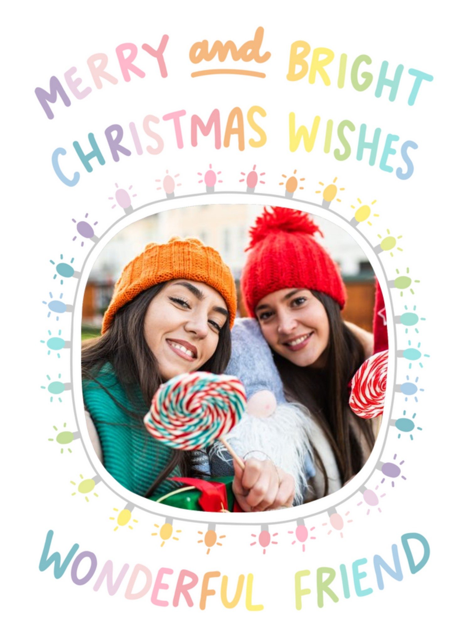 Moonpig Merry And Bright Christmas Wishes Photo Upload Card, Large