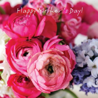 Bright Pink Flowers Happy Mothers Day Card