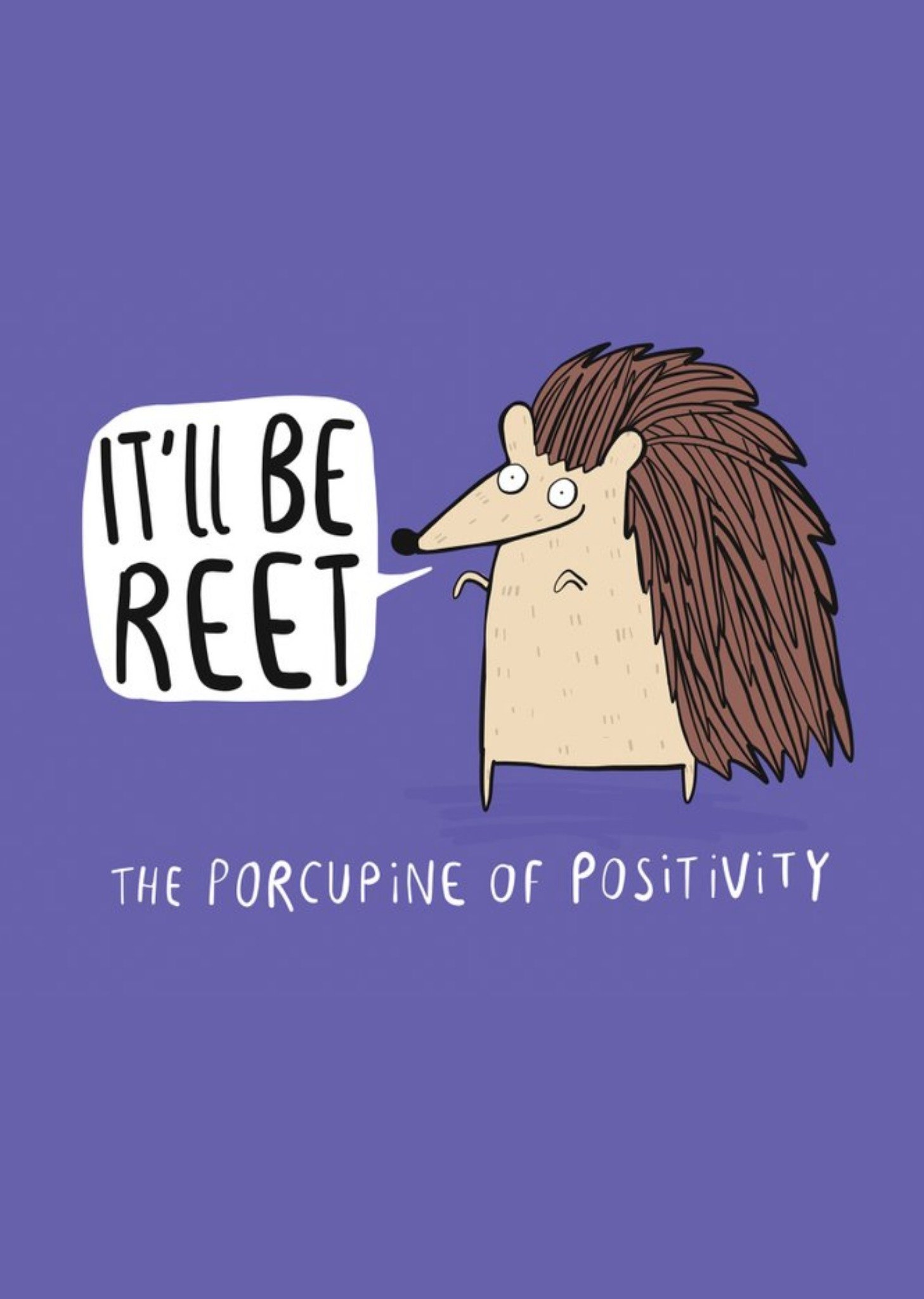 Illustrated Porcupine Of Positivity Good Luck Card Ecard