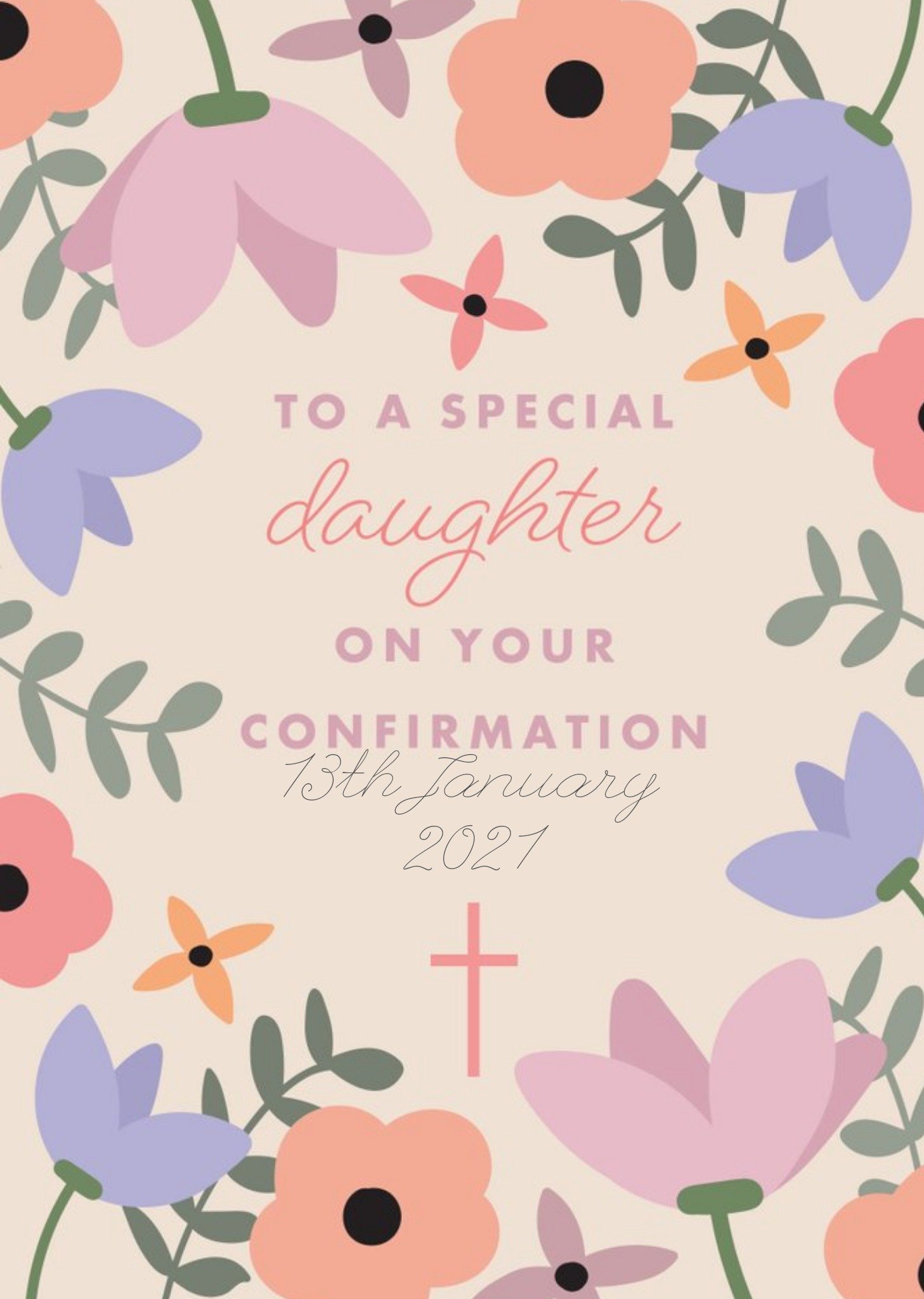Moonpig Floral To A Special Daughter On Your Confirmation Card, Large