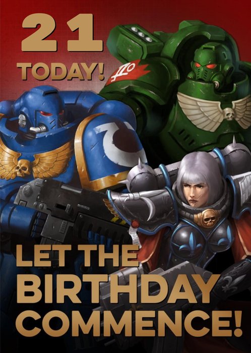 Warhammer Let The Birthday Comence Personalised Age Card