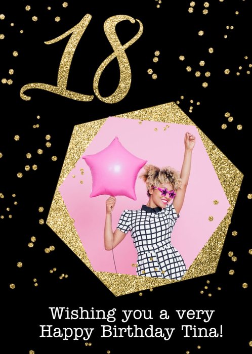 18th Photo Upload Glitter Confetti Birthday Card