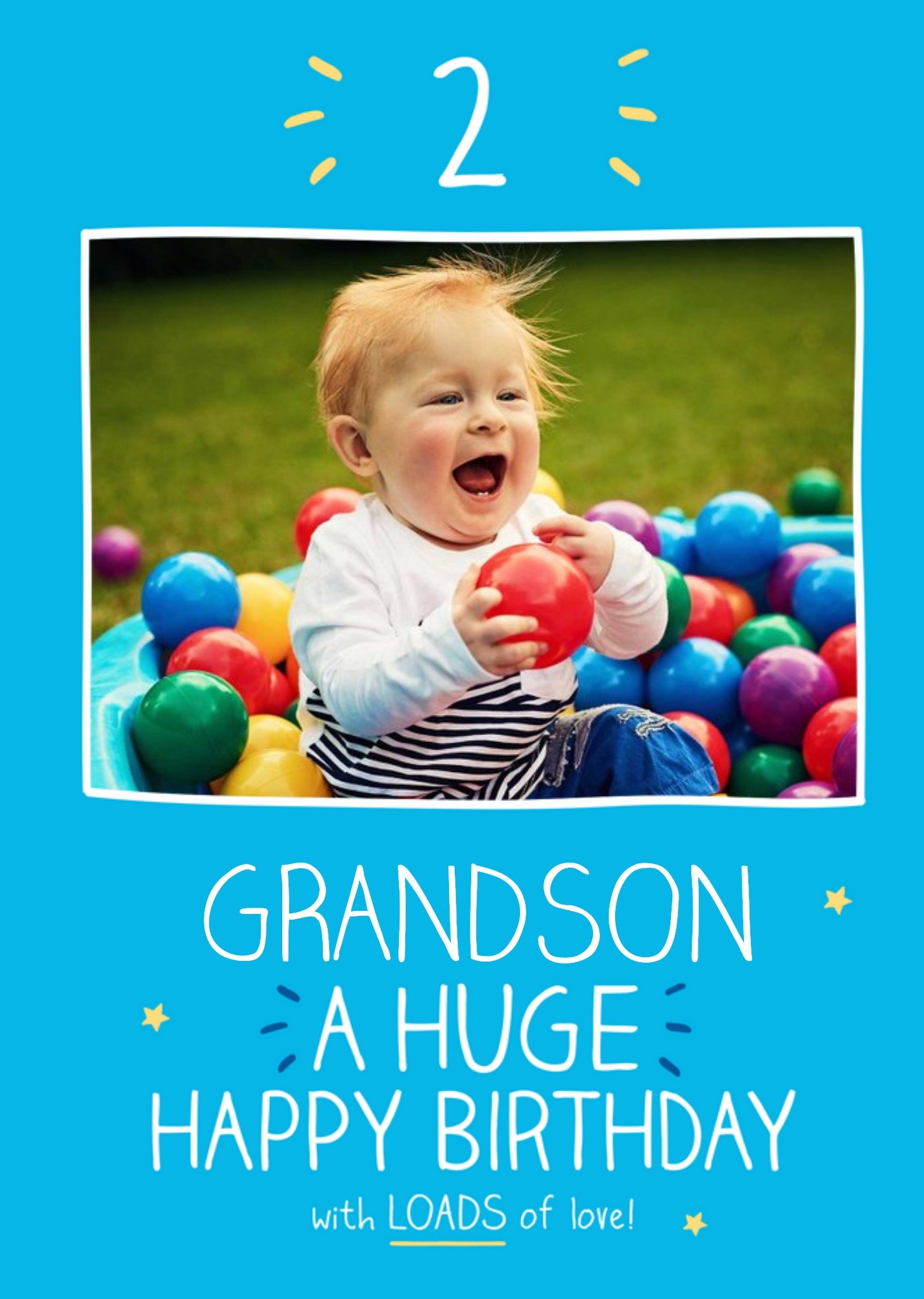 Happy Jackson Grandson Photo Upload 2nd Birthday Card Ecard