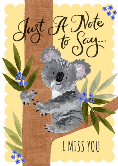 Okey Dokey Design Illustrated Koala Australia Miss You Female Floral Card