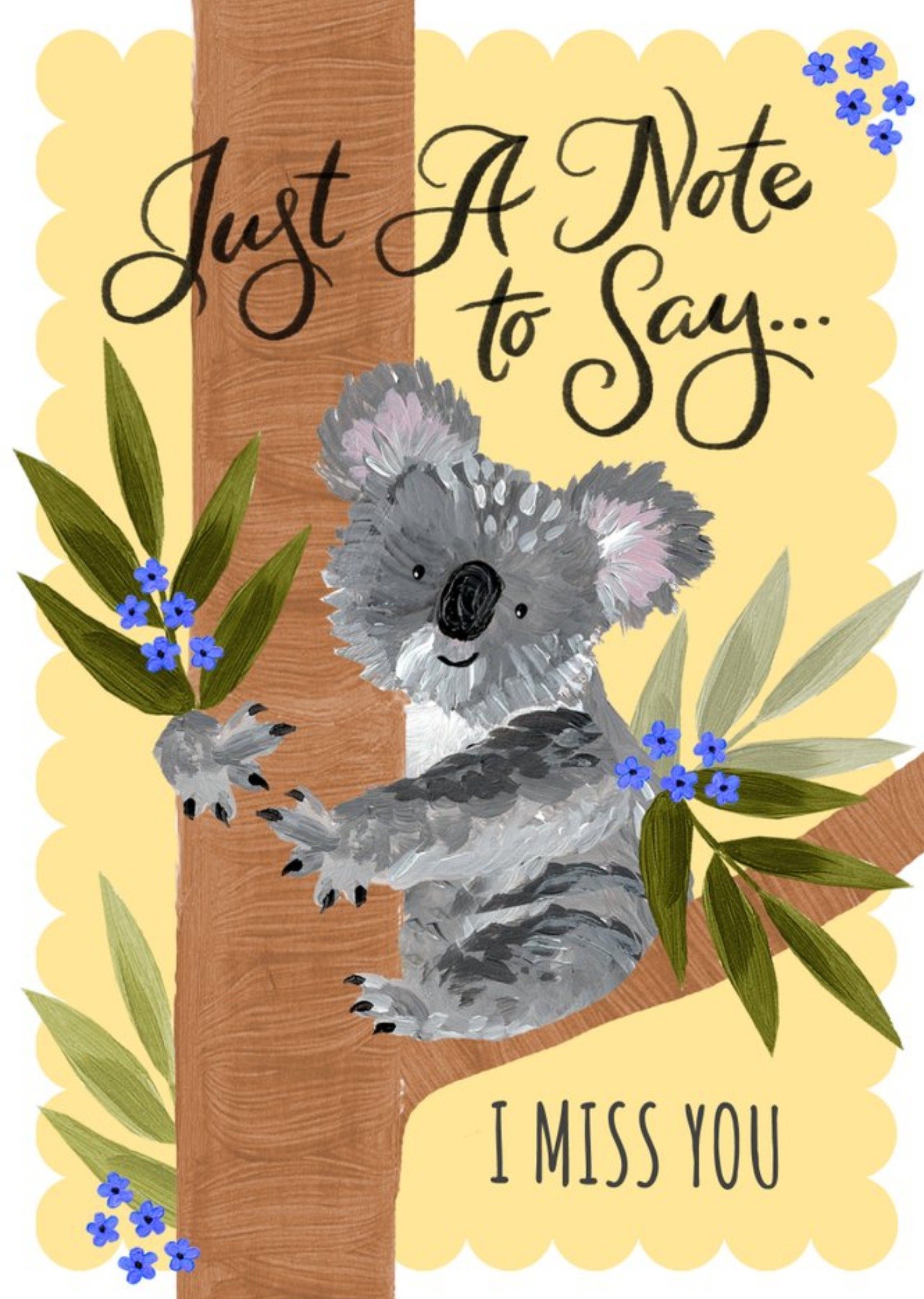 Moonpig Okey Dokey Design Illustrated Koala Australia Miss You Female Floral Card, Standard