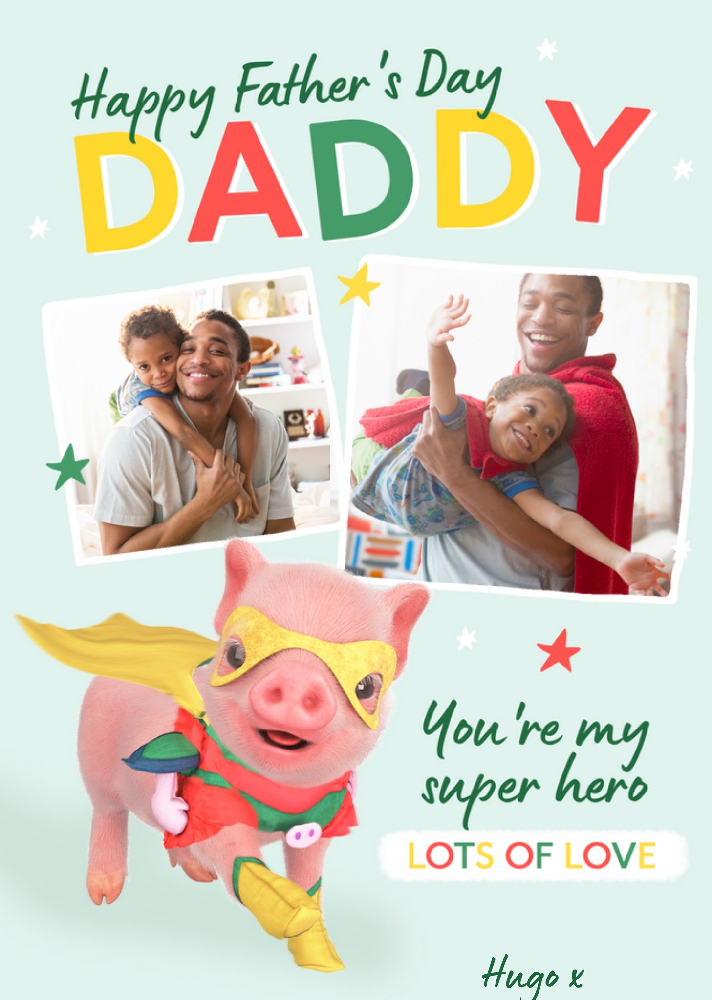 Exclusive s Cute Pig Personalised Father's Day Card Ecard