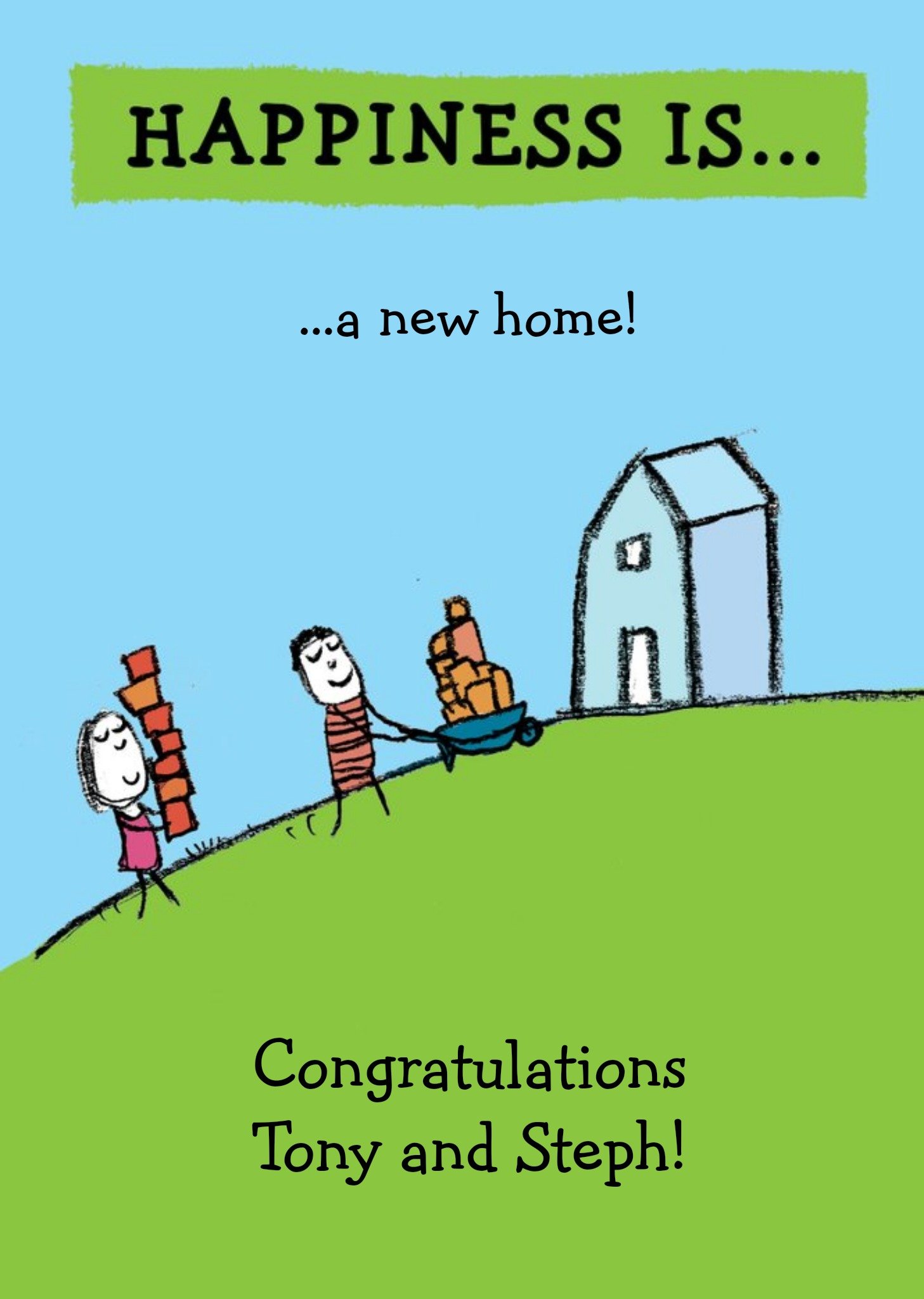 Cartoon Happiness Is Personalised New Home Card Ecard