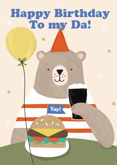 Cool Illustrated Bear Happy Birthday To My Da Card