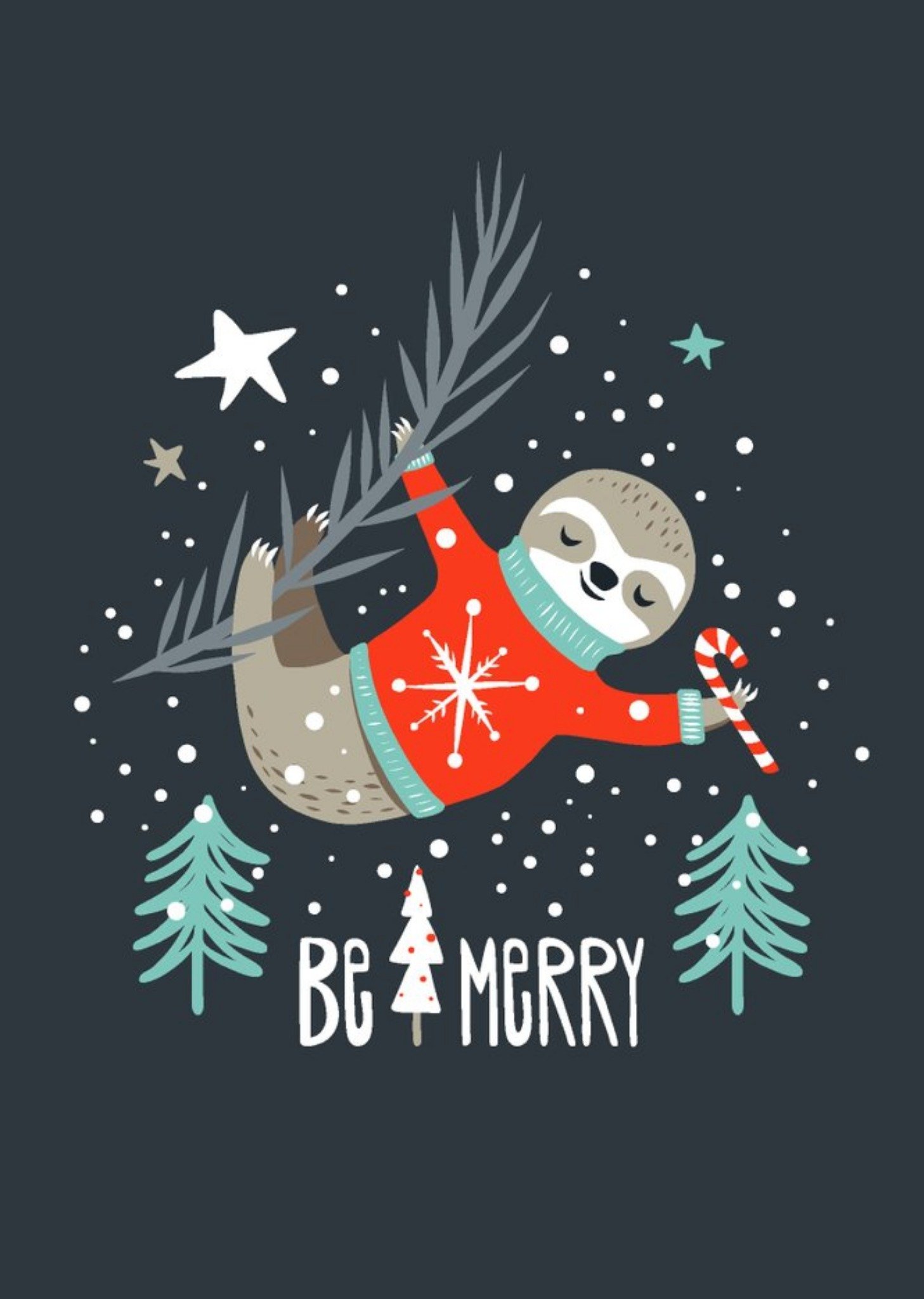 Moonpig Sloth Be Merry Christmas Card, Large