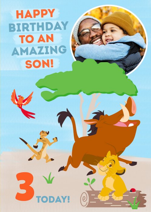 Disney Lion King Birthday Photo upload Card To an Amazing Son!