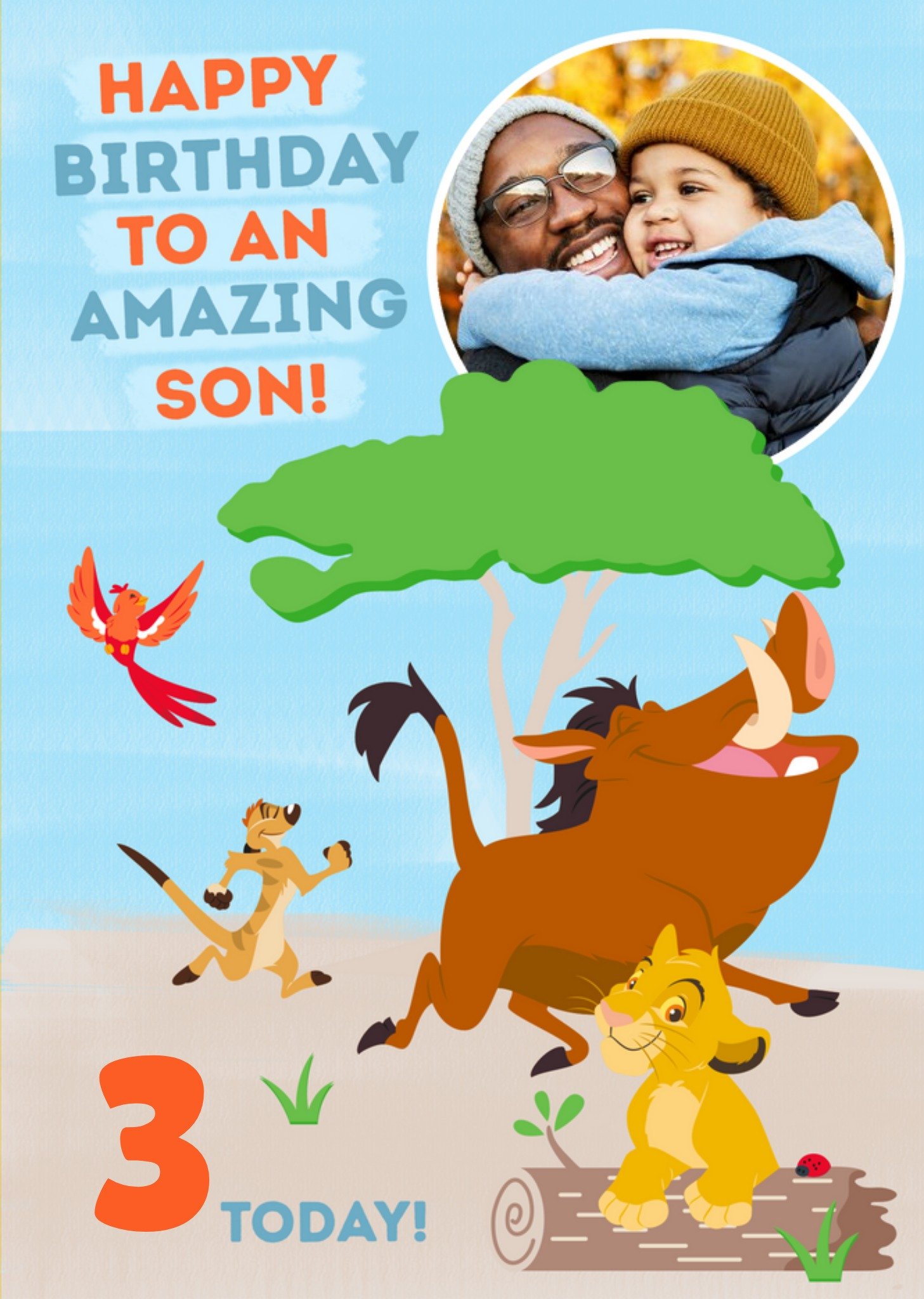 Disney Lion King Birthday Photo Upload Card To An Amazing Son, Large