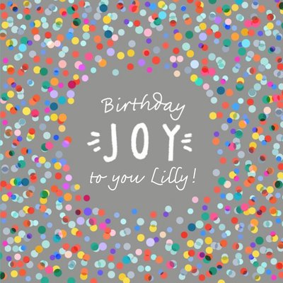 Personalised Colourful Party Confetti Birthday Joy Card