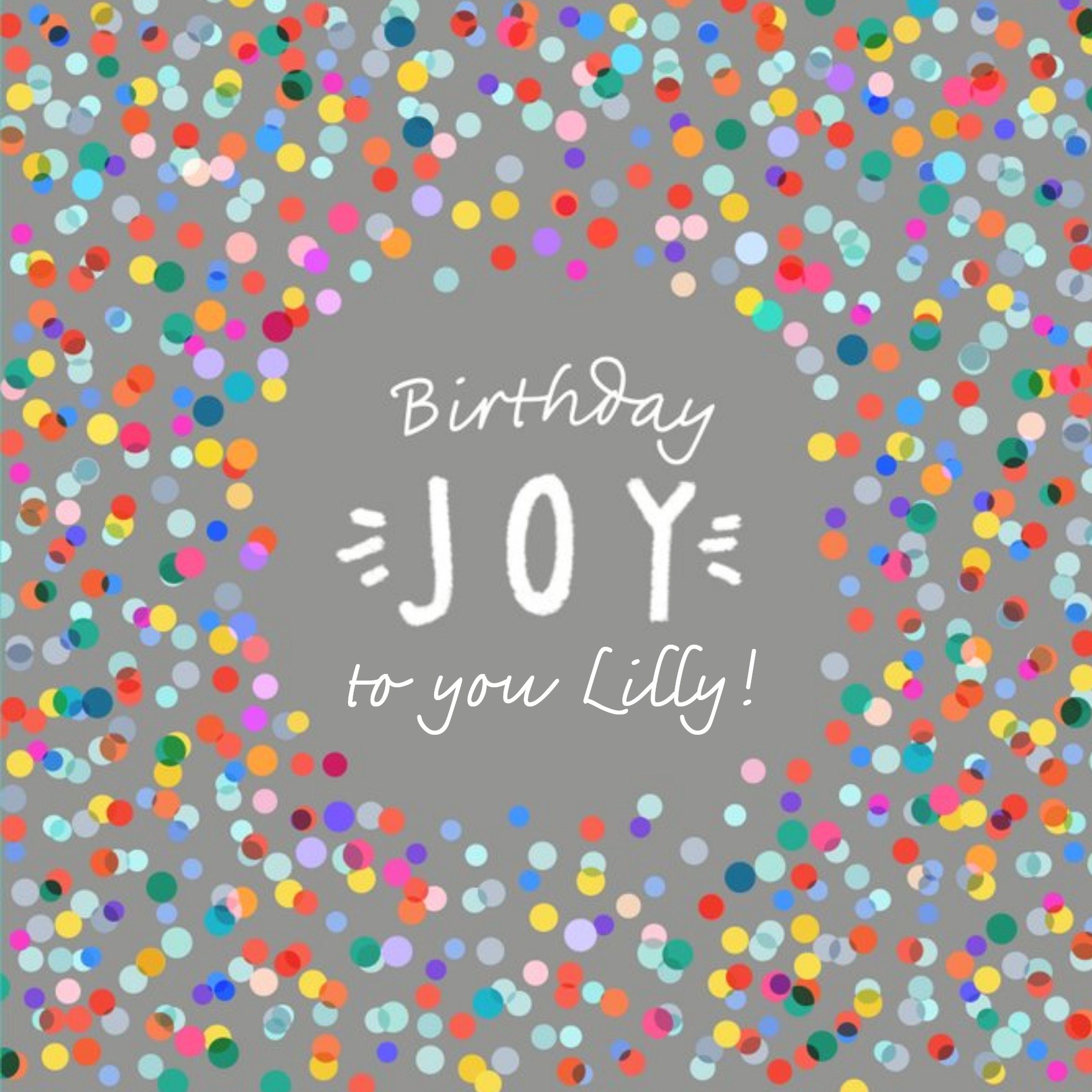 Moonpig Personalised Colourful Party Confetti Birthday Joy Card, Square