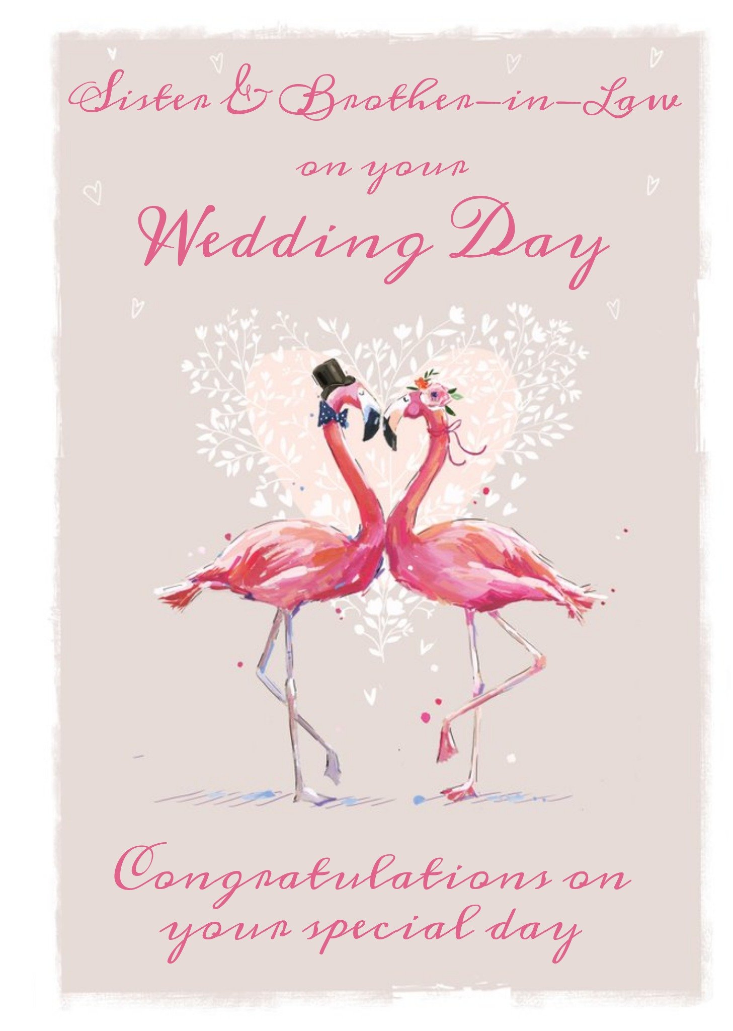 Ling Design Traditional Illustration Flamingo Love Sister And Brother-In-Law Wedding Card Ecard