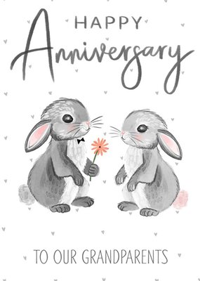Okey Dokey Design Cute Illustrated Bunnies Anniversary Customisable Card