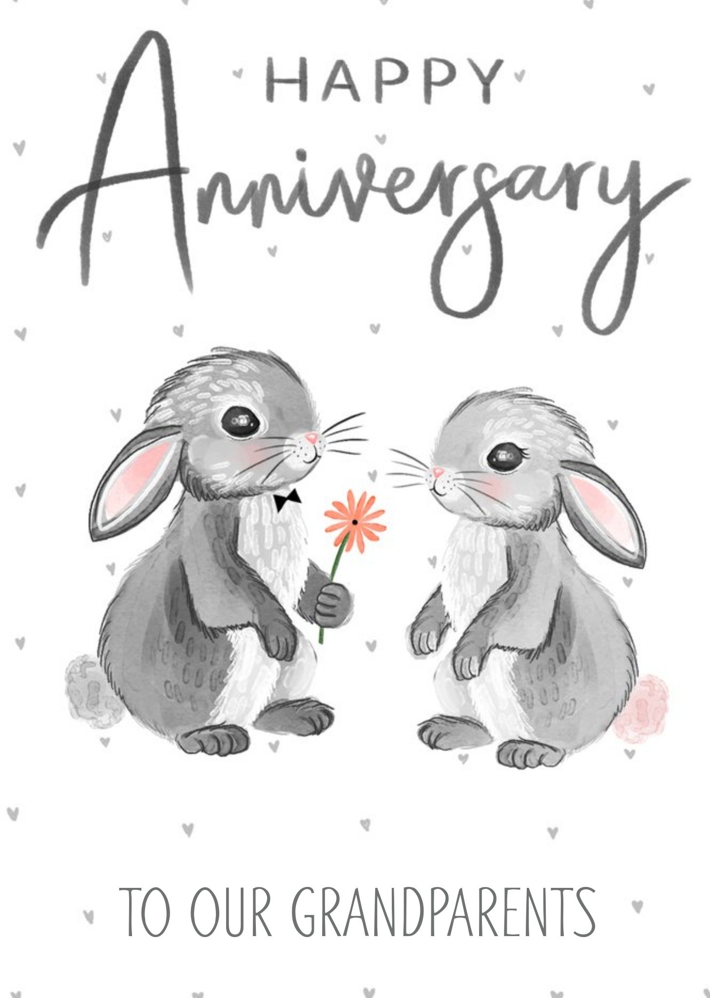 Okey Dokey Design Cute Illustrated Bunnies Anniversary Customisable Card Ecard